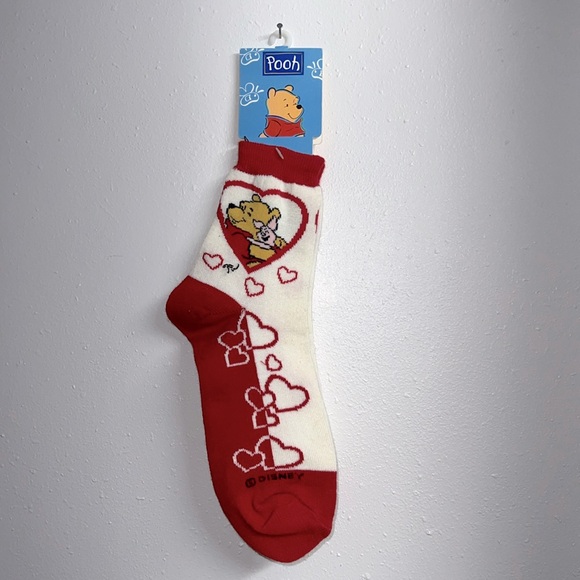 Adult Valentines Socks Disney Winnie the Pooh Piglet Socks Size 9-11 VINTAGE NEW - Picture 1 of 7